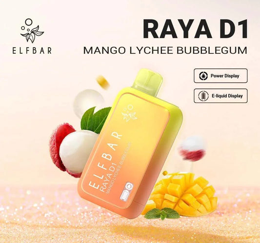 ELF BAR RAYA D1 – 13,000 Puffs (Mango Lychee Bubblegum)