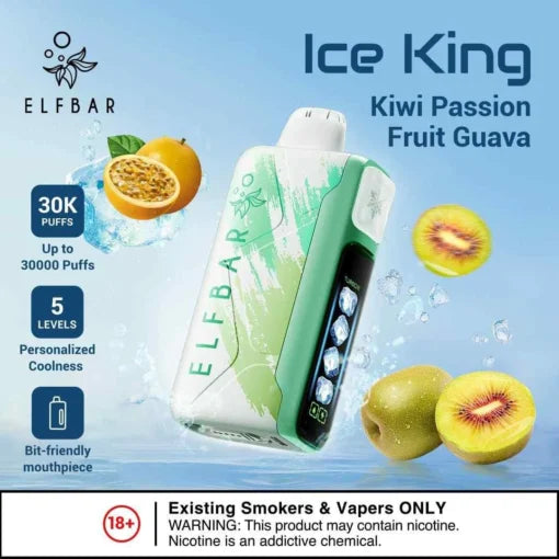 ELF BAR ICE KING – 30,000 Puffs (Kiwi Passion Fruit Guava)
